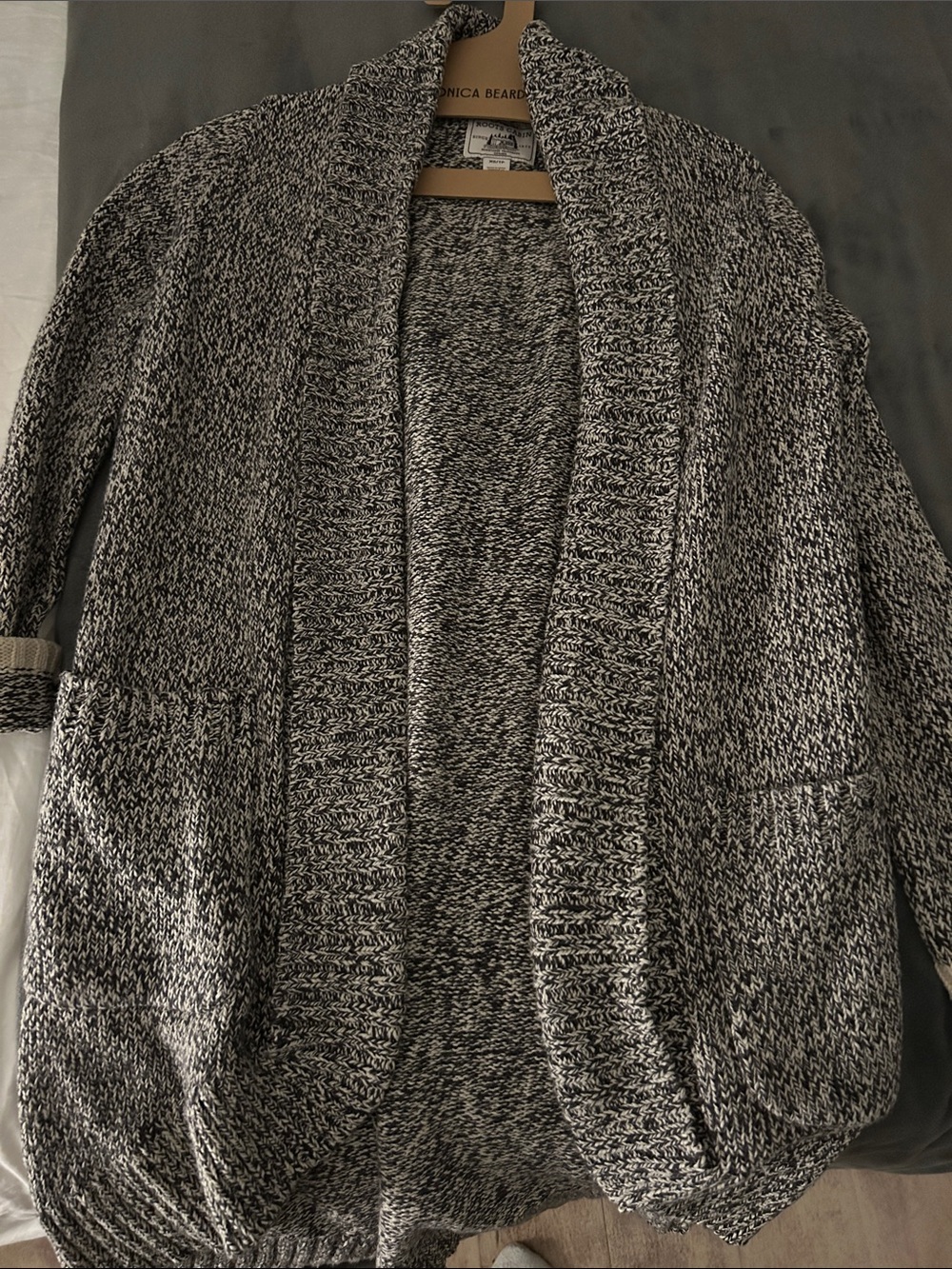 Roots Black & White Marled Shawl-Collar Cardigan